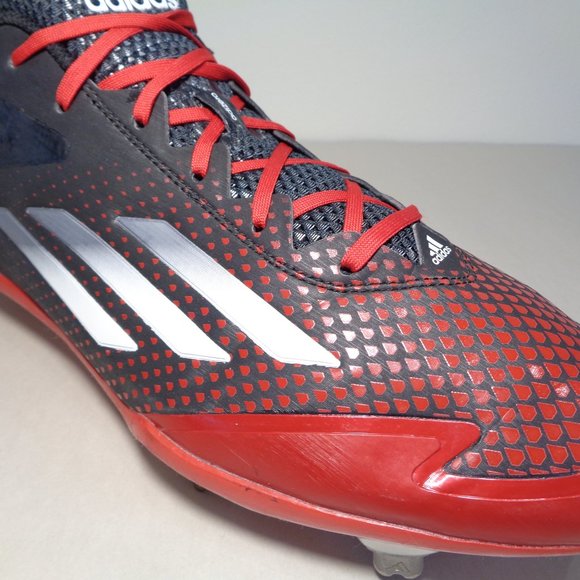 Adidas Size 13 M ADIZERO Black Red Baseball Cleats New Men\'s Shoes